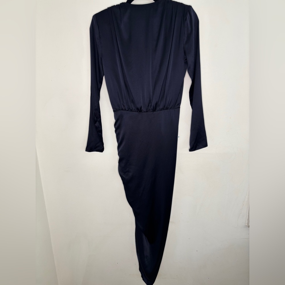 VERONICA BEARD CAMERI SILK RUCHED DRESS NAVY BLUE Size 00 XS Party Fall Wedding - Picture 9 of 12